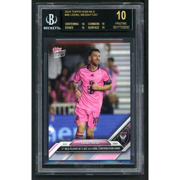 Lionel Messi 2024 Topps Now MLS #46 Inter Miami BGS 10 Pristine Black Label